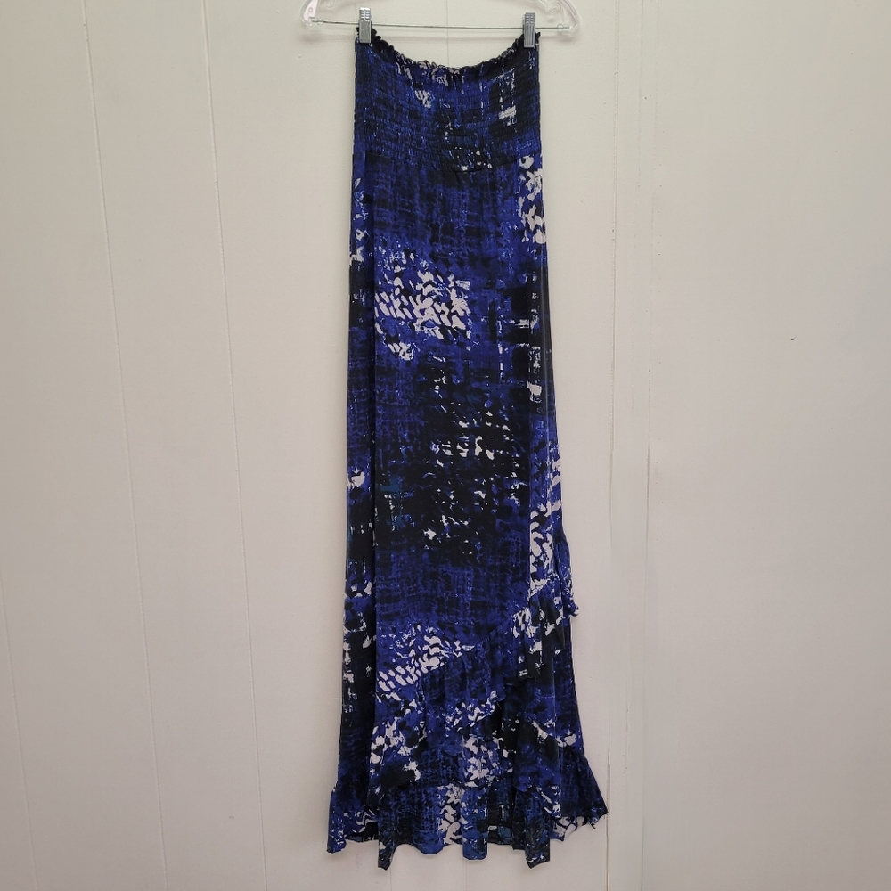 L8teR Smocked Strapless Long Dress